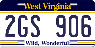 WV license plate 2GS906