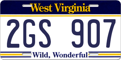 WV license plate 2GS907