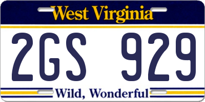 WV license plate 2GS929