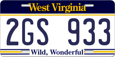 WV license plate 2GS933