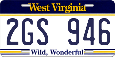 WV license plate 2GS946