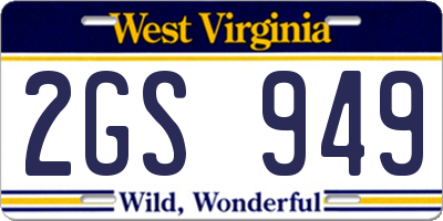 WV license plate 2GS949