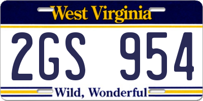 WV license plate 2GS954