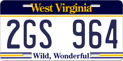 WV license plate 2GS964