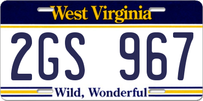 WV license plate 2GS967