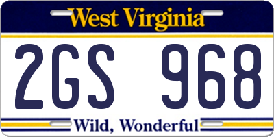WV license plate 2GS968