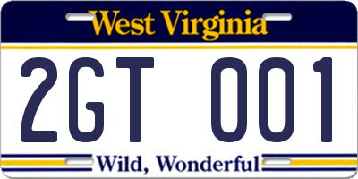 WV license plate 2GT001