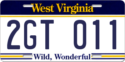 WV license plate 2GT011