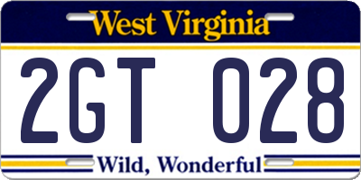 WV license plate 2GT028