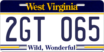 WV license plate 2GT065