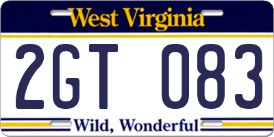 WV license plate 2GT083