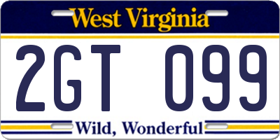 WV license plate 2GT099