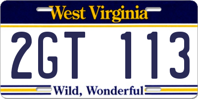 WV license plate 2GT113