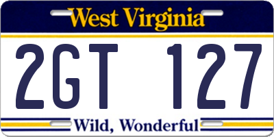WV license plate 2GT127