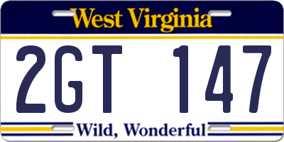 WV license plate 2GT147