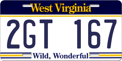WV license plate 2GT167