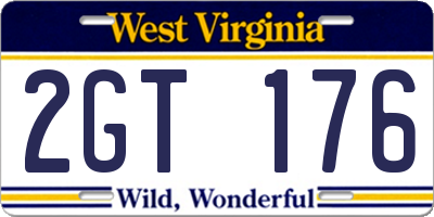 WV license plate 2GT176