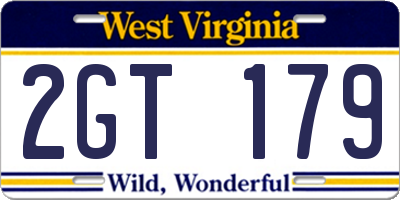 WV license plate 2GT179