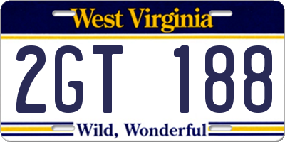 WV license plate 2GT188