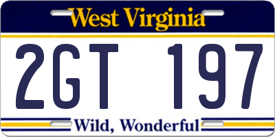 WV license plate 2GT197