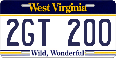 WV license plate 2GT200