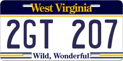 WV license plate 2GT207