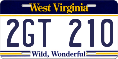 WV license plate 2GT210