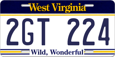 WV license plate 2GT224