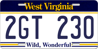 WV license plate 2GT230