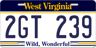 WV license plate 2GT239