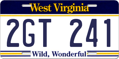 WV license plate 2GT241