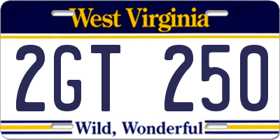 WV license plate 2GT250