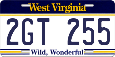 WV license plate 2GT255