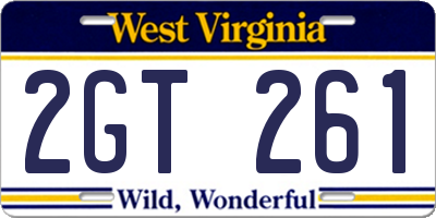 WV license plate 2GT261