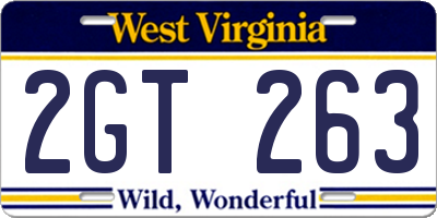 WV license plate 2GT263