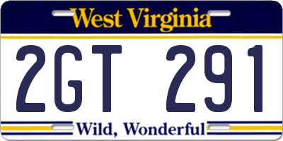 WV license plate 2GT291