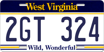 WV license plate 2GT324