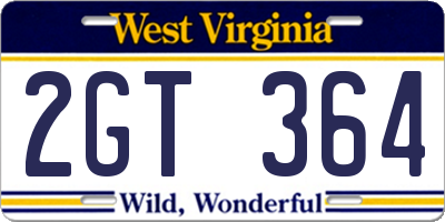 WV license plate 2GT364