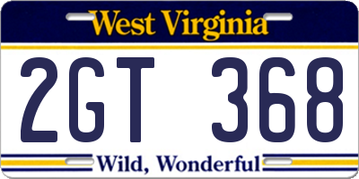WV license plate 2GT368