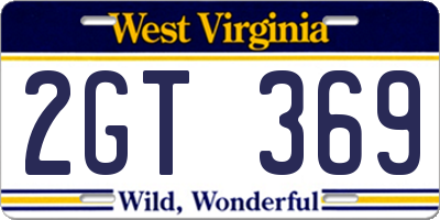 WV license plate 2GT369