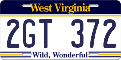 WV license plate 2GT372