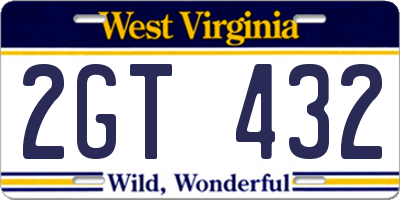 WV license plate 2GT432