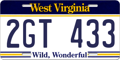 WV license plate 2GT433