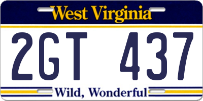 WV license plate 2GT437