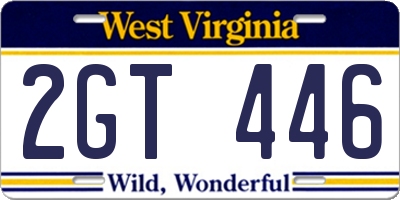 WV license plate 2GT446