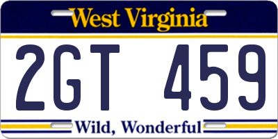 WV license plate 2GT459