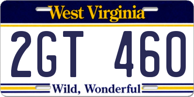WV license plate 2GT460