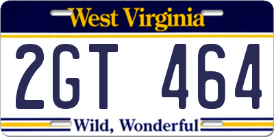 WV license plate 2GT464