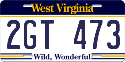 WV license plate 2GT473