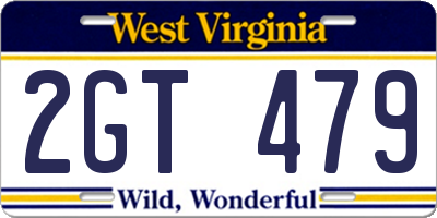 WV license plate 2GT479